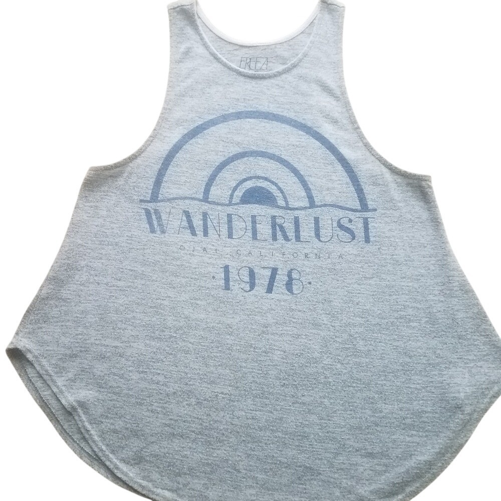 Freeze Wanderlust 1978 Ojai Graphic Tank Top L Gray Racerback